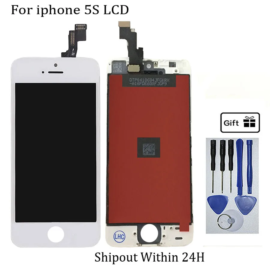 Factory price LCD Touch Screen For iPhone 5S Display Digitizer Assembly AAA Black White Replacement Free