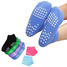 Детские Нескользящие носки, 6 пар Детские хлопковые носки-тапочки для занятий танцами, одноцветные носки для повседневной носки для мальчиков и девочек