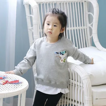 

Autumn Sweatshirt for Girls Children's Long Slleve Pullovers Tees Baby Cotton Fake Two Pieces Sweaters Girl Tops Family Clothing