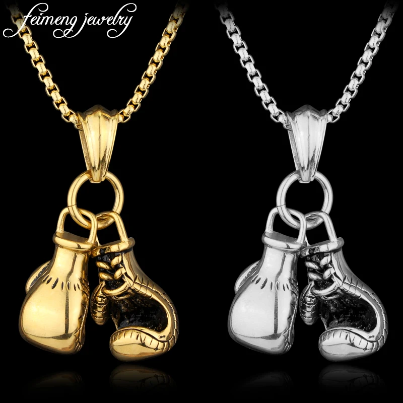 Fashion Sporty Boxing Gloves Male Jewelry Pendant Necklace Personality Zinc Alloy Link Chain Pair Glove Charm Accessories | Украшения и