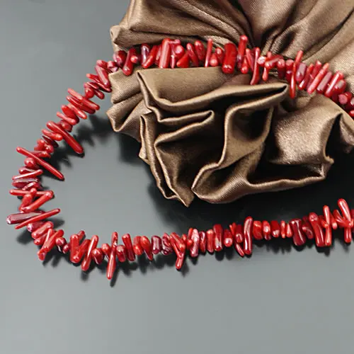

(24686)1 String Length 40CM, about 120-140PCS Bead Length 8-11MM Red color Dyeing Coral Dyeing Chip Beads Seed Beads Findings