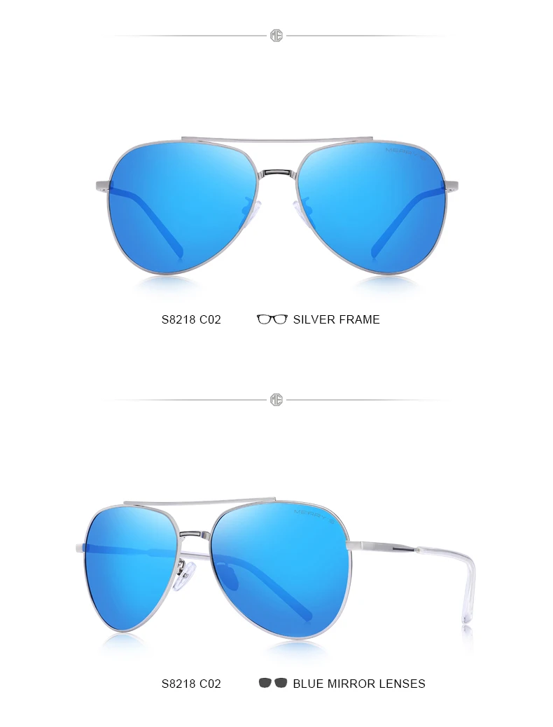 Мужские классические солнцезащитные очки MERRY'S в стиле пилота HD, поляризованные Модные солнцезащитные очки в авиационной оправе, UV400, защита S8218