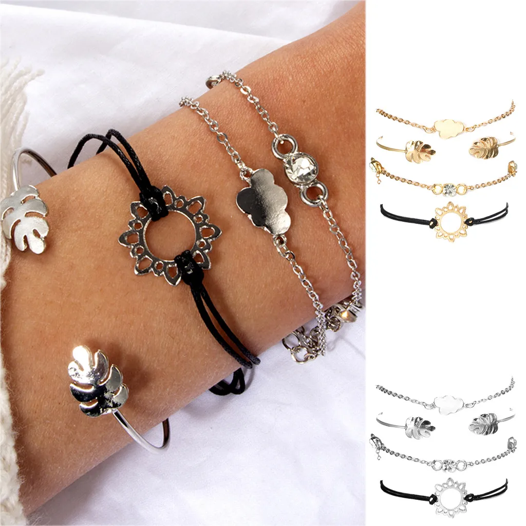 

Stylish Bracelet Women Boho Romantic Bileklik Pulseira Chain Beach Bracelets Lady Jewelry Pulseras Couple Bracelet 4pc set L0512
