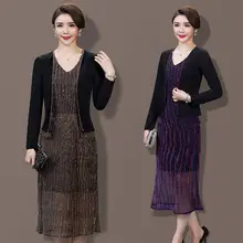 2 предмета, модные,, весенне-осеннее платье, женский комплект одежды для работы, костюмы черного цвета, плюс размер, одежда для среднего возраста