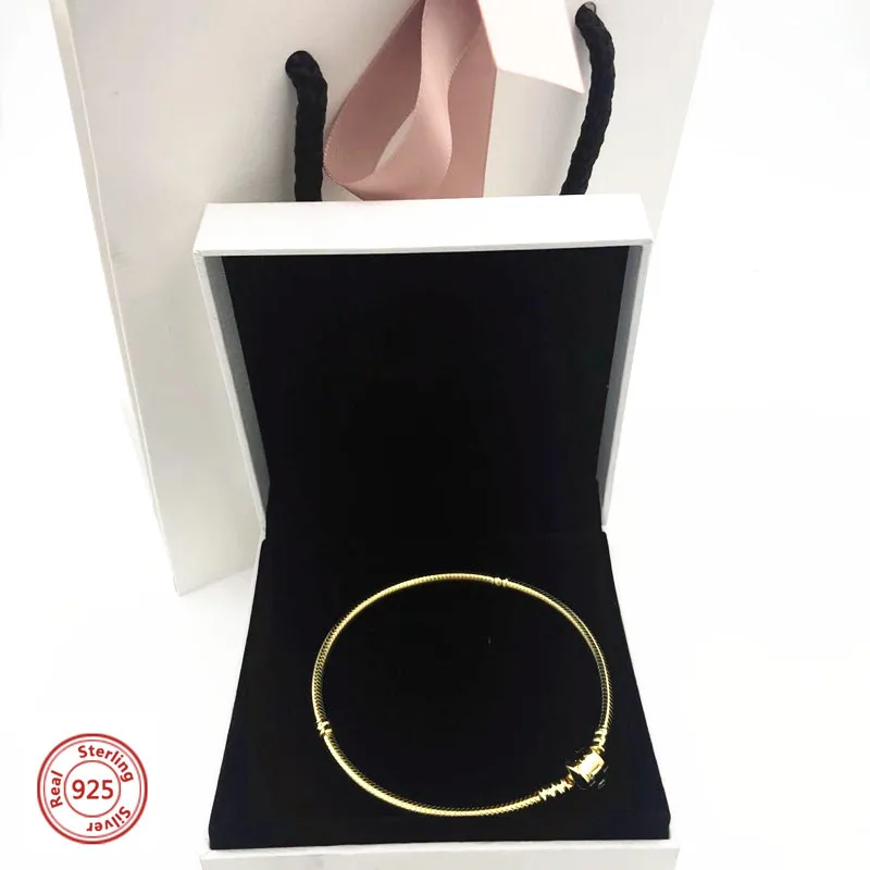 

2019 NEW Charm Engraved S925 Silver cz bangle golds pandoras bracelet shine Moment Chains women chains jewelry DIY