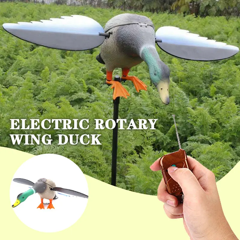 

DC 6V Plastic Motorized Hunting Duck Remote Control Decoy Garden Creative Realistic Hunting Decoys Yard Duck with Spinning Wings