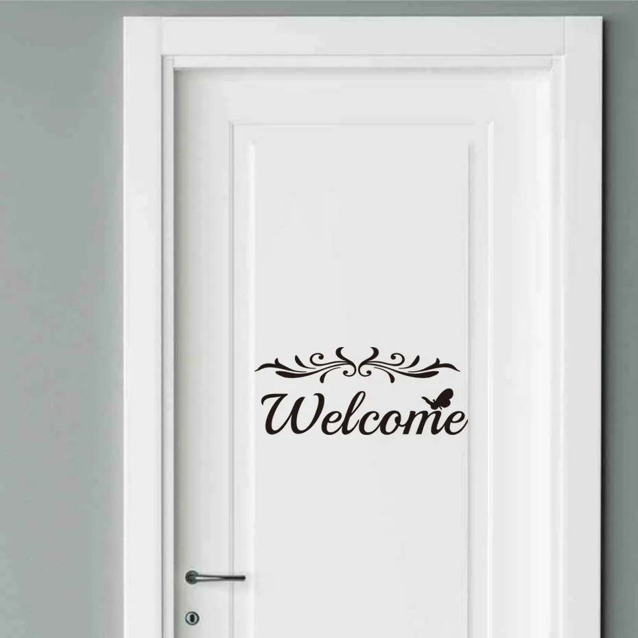 Добро пожаловать, цитата, наклейка на дверь, восторженные поздравительные наклейки, украшение для дома, гостиной, спальни, Съемные Виниловые фрески, искусство