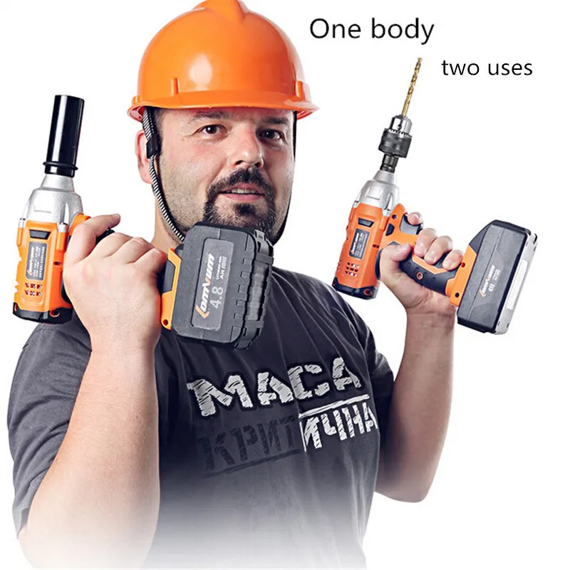 Powerful torque 4800mA electric impact wrench rechargeable cordless