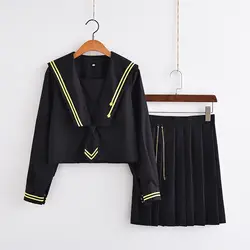 Для женщин Метеор Звезда вышивка JK высокой школьная форма для девочек элегантный дизайн костюм моряка комплект короткий топ Высокая Талия