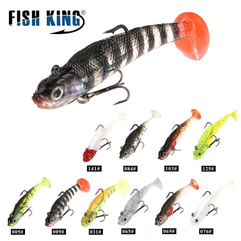 FISH KING 1PC 8/10CM 9g/21.5g Soft Bait Jig Fishing Lure With Lead Head Fish Swimbait Treble Hook Fishhook Fishing Tackle