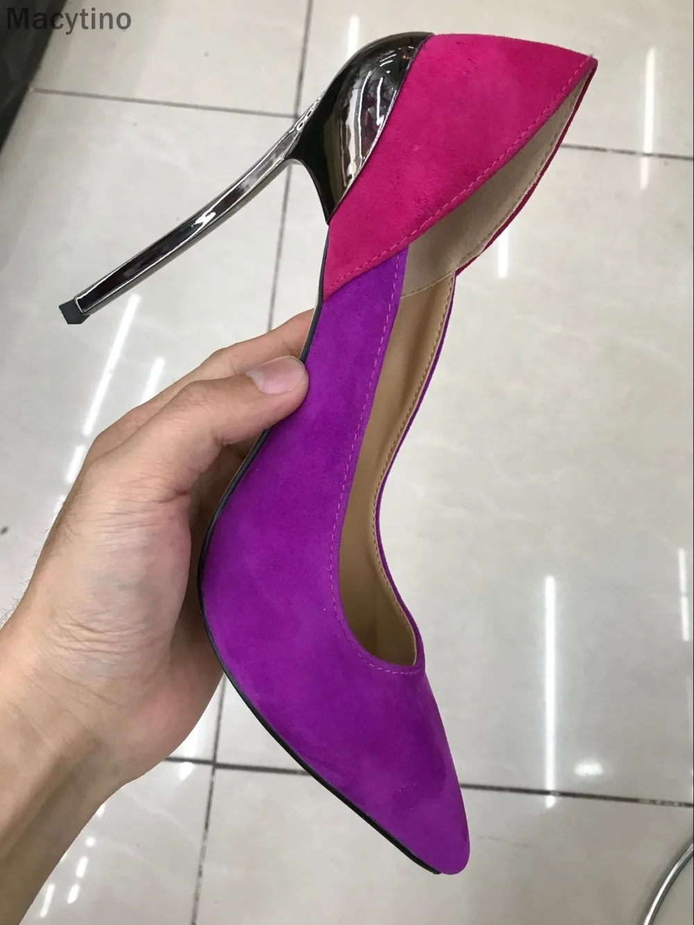 

Macytino Women Blade Heels Real Picture Women Pumps Party Shoes 10cm Suede