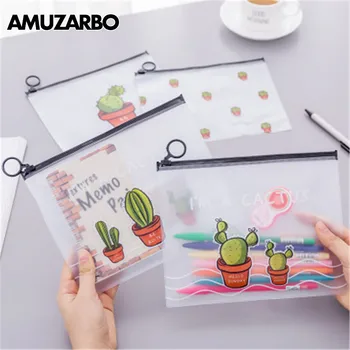 

1 PCS Cute Cactus PVC Waterproof Pencil Cases Transparent Stationery A5 File Folder Storage Office School Supplies Pencil Bags