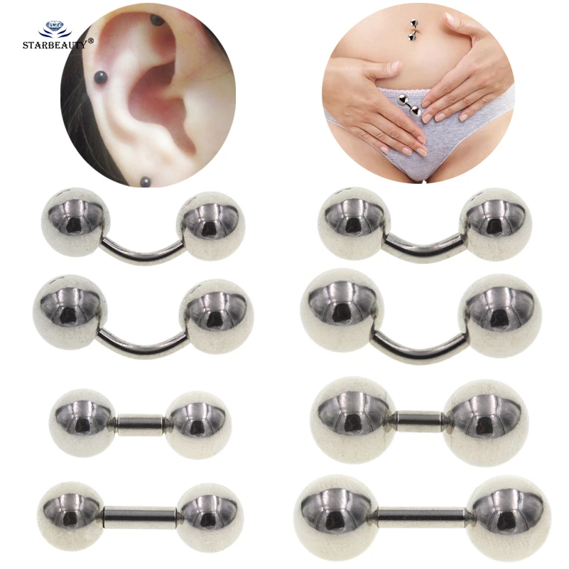 2 個 16 グラム 14 グラム 12 グラムバーベル耳珠ピアス Oreja イヤリング膣性器ピアスらせん腹リングディックペニスリングボディジュエリー Aliexpress