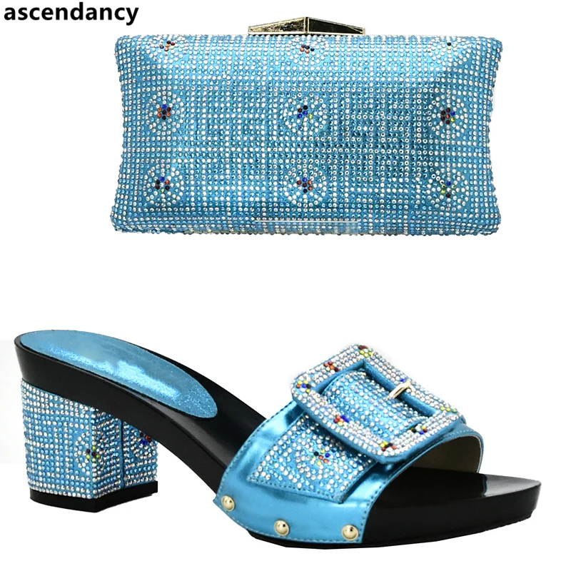 gold wein Himmel Frauen orange rot Verziert Blau Farbe himmel Mit Schuhe Damen Und Set königliches Nigerian blau Tasche Schuh gelb silber Schwarzes Strass Passenden Italienische FUpq6BFw