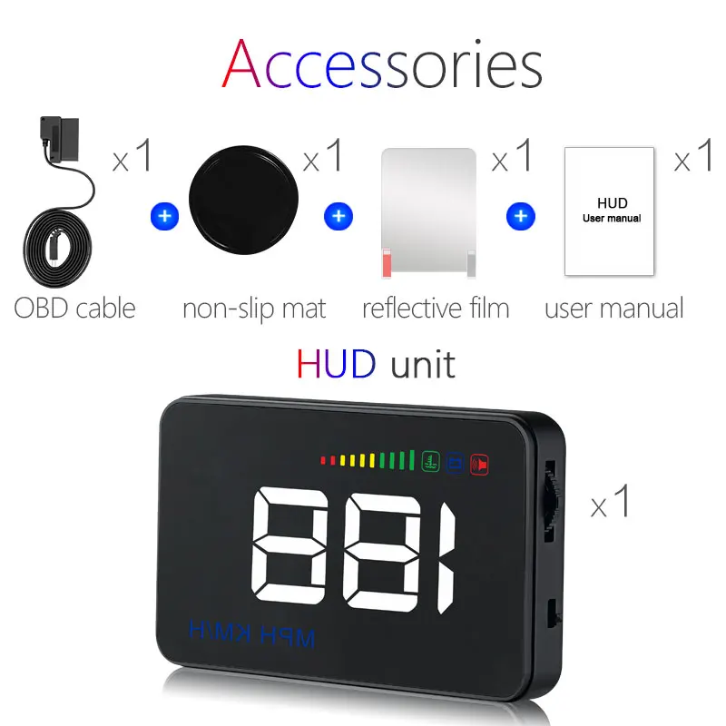 A500 HUD Дисплей автомобиля превышение скорости сигнализации температура воды сигнализации OBDII или ЕС OBD интерфейс Head UP дисплей светоотражающая пленка