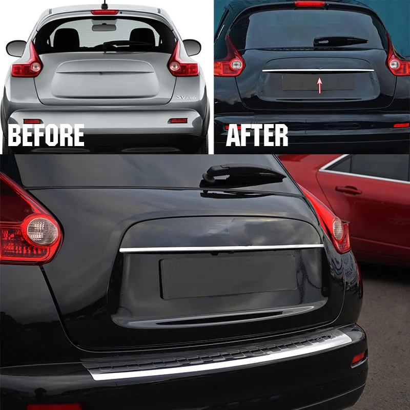 Накладка для хвостовых ворот для Nissan JUKE 2011- Хромированная ручка задней двери багажника кромка литья багажника полоса стали