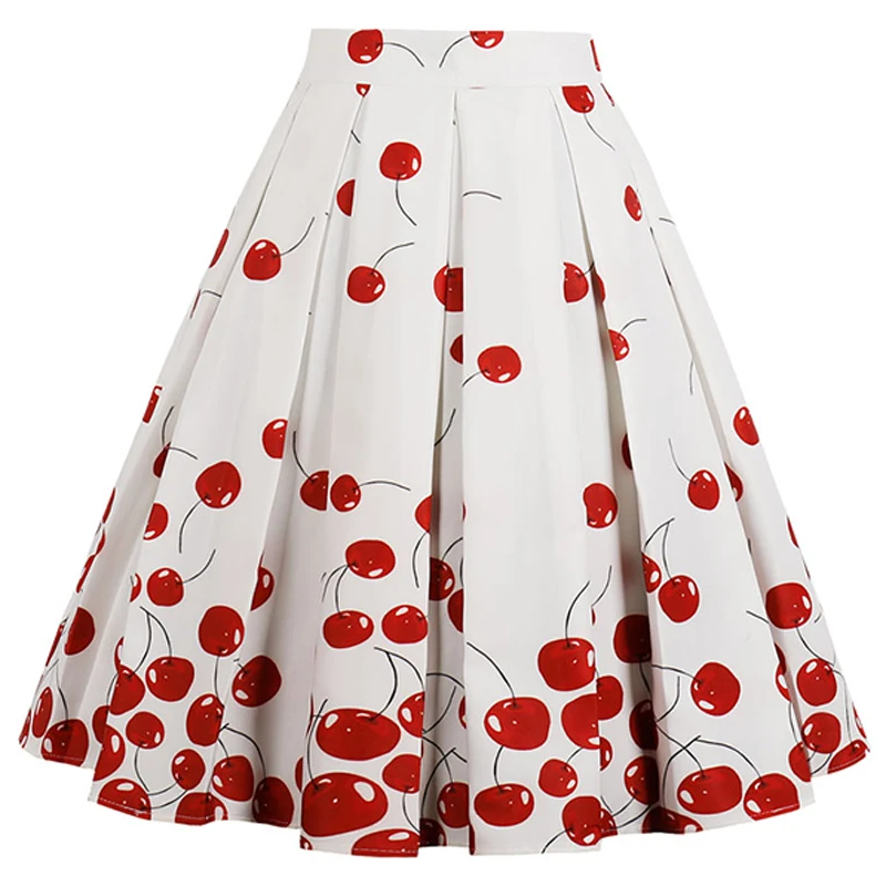 Kostlich Newest Summer Skirts Womens 2018 High Waist Pleated Skirt Vintage A-Line Casual Big Swing Women Midi Skirt (5)