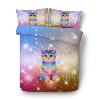 

Color cat Digital print Bedding Set Quilt Cover Design Bed Set Bohemian a Mini Van Bedclothes 3pcs Large size 260*225cm JF591