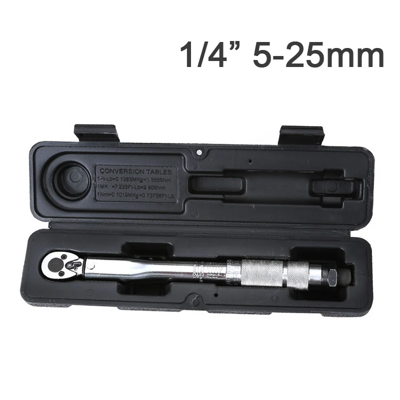 

1 pcs Boxed Preset Adjustable Torque Wrench TORQUE WRENCH Torque Wrench 1/4" 5-25MM