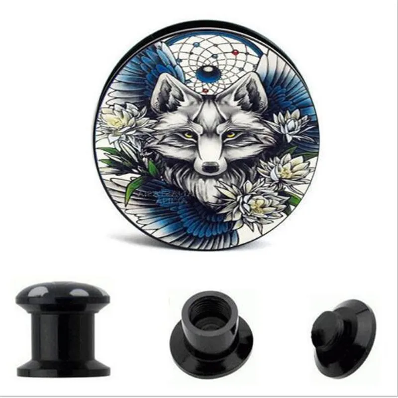 

2PCS Trendy Acrylic Wolf Ear Gauge Taper And Plug Stretching Kits Flesh Tunnel Women Men Expansion Body Piercing Jewelry