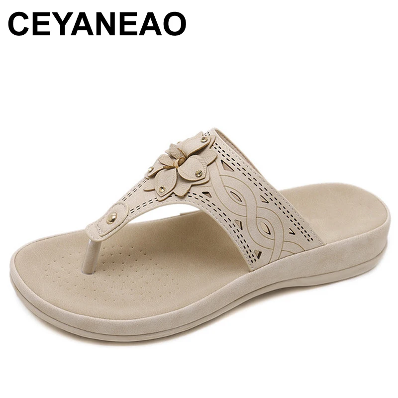 

CEYANEAOPlus Size Women Shoes 2018 New Summer Women's Soft Sandals Lady Casual Flats Slippers Woman Flip Flops Beach SandalsE821