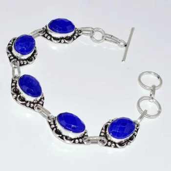 

Sapphires Bracelet Silver Overlay over Copper, 20.6cm , B3304