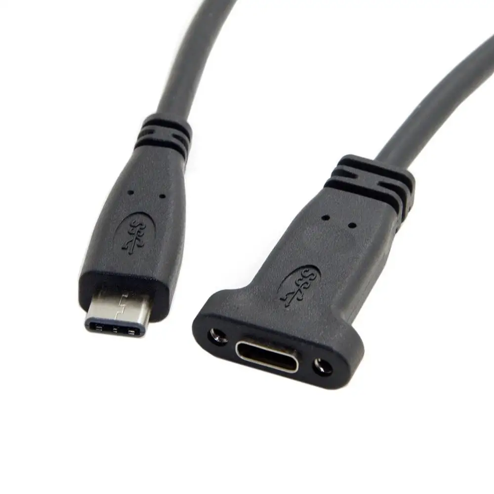 

10pcs/lot CY USB-C USB 3.1 Type C Male to Female Extension Data Cable with Panel Mount Screw