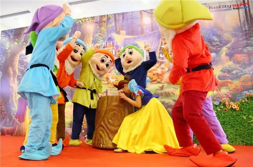 

Seven Dwarfs Mascot Costume of Snow White Princess cartoon character mascot costumes Fancy party Dress Christmas Party Suits