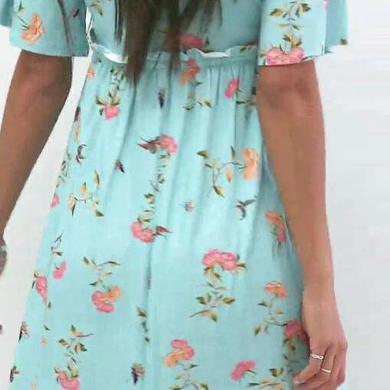 AS1740 New Maternity Dresses Casual Boat Neck Summer Maternity Elegant Short Sleeve Print Pregnancy Dress 04