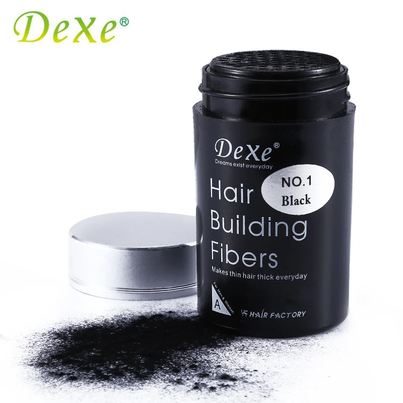 Dexe волокон для наращивания волос Sparse Hair Bald Sunburst лечение кератиновые волосы для роста укладки мощных волокон черный 22 г