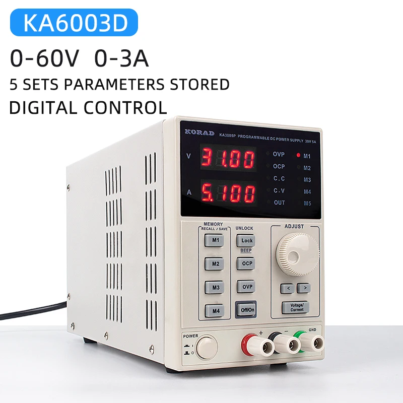 KA3003D KA3005D KORAD 30V 60V DC источник питания Цифровой Регулируемый лабораторный ранг линейный прецизионный переменный Регулируемый переключатель 220V - Цвет: KA6003D(60V3A)