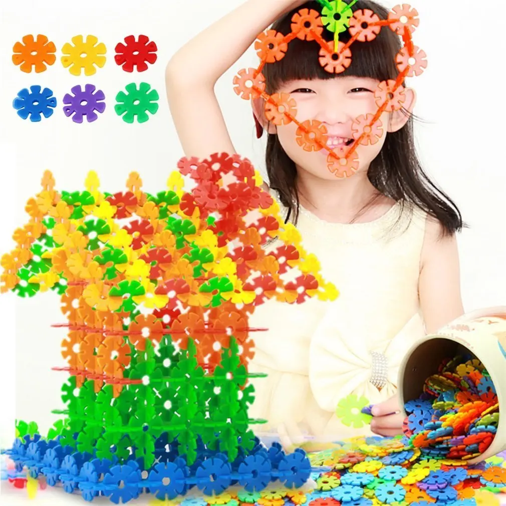 

OCDAY 300 Pcs DIY 3D Puzzle Jigsaw Snow Snowflake Kids Baby Building Toy Bricks Model Educational Intelligence Toys Gift
