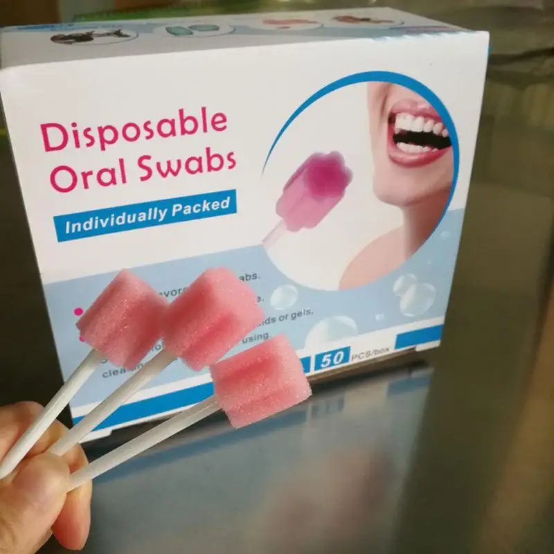 

50 Pcs/Box Portable Disposable Oral Care Sponge Swabs