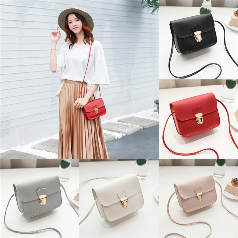Aelicy Women PU Leather Solid Cover Lock Shoulder Bag Messenger Bag Purse Crossbody Bag Ladies Bag High Quality