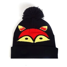 Шапка для женщин и мужчин, детская зимняя вязаная шапка, осенняя теплая шапка с помпоном в виде лисы, Добби, краев, черный лыжный аксессуар, Мягкая Повседневная Уличная одежда