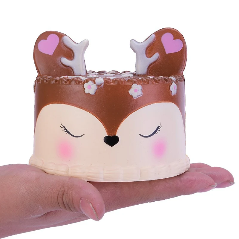 10 см Моделирование PU медленно отскок декомпрессионная игрушка Kawaii милый олень торт мягкие ароматизированные игрушки для детей Подарки для снятия стресса игрушки