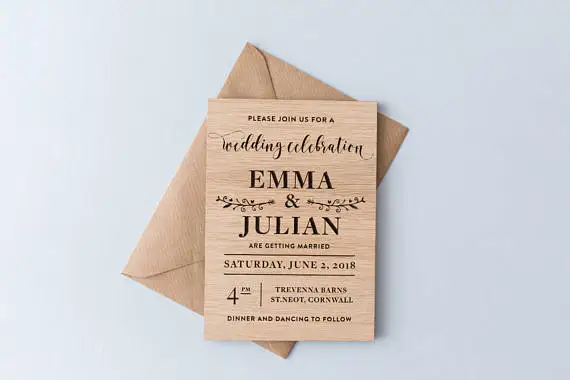 Rustic Wedding Invitation Wooden Laser Cut Rustic Wedding Invitation Wooden
