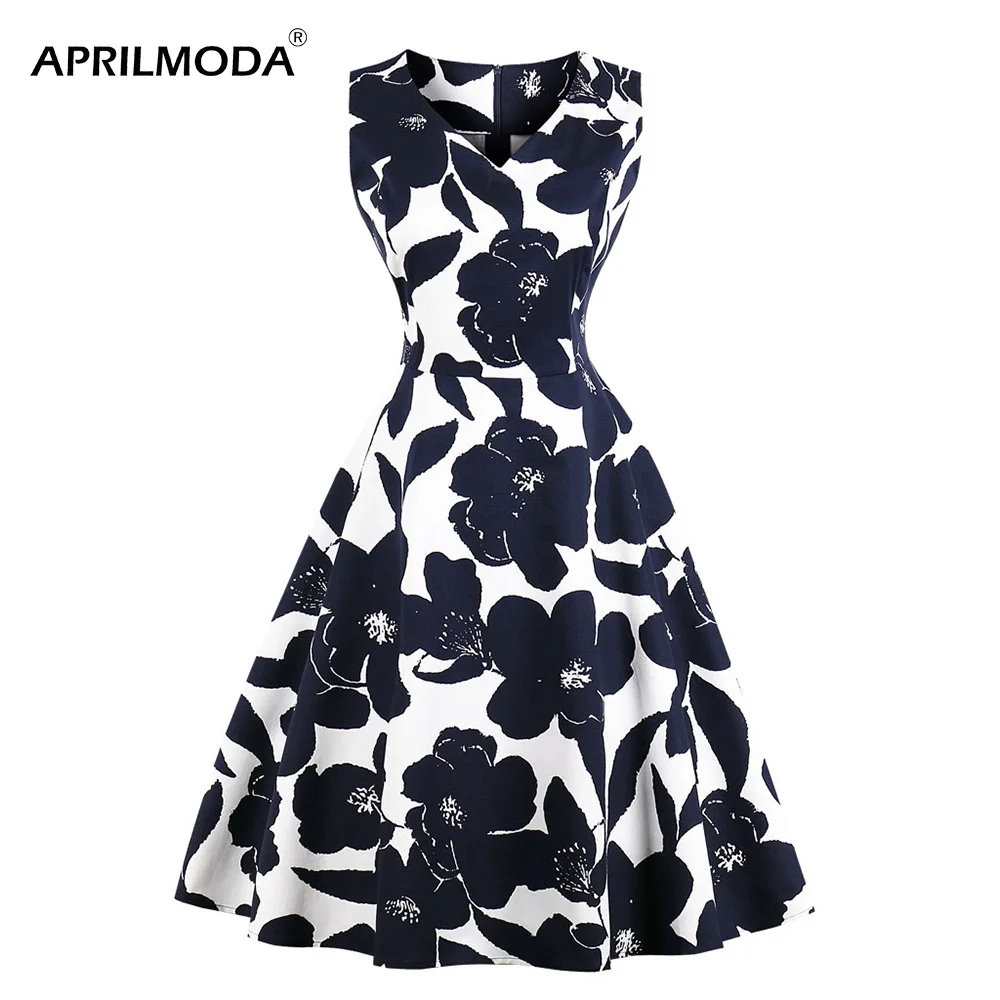 

3XL 4XL Plus Size Floral Print Vintage Dress Women Cotton Retro Robe Rockabilly Pinup Big Swing Party Dress Spring Vestidos 2018