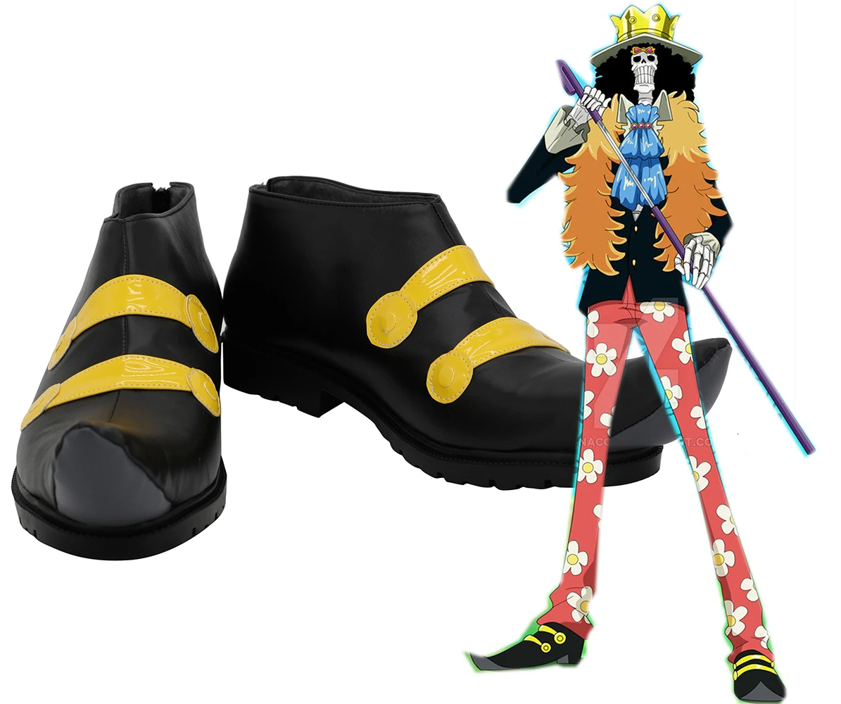 Soul King Brook Shoes Cosplay Anime One Piece Brook Cosplay Shoes Black Boots Custom Made Any Size Shoes Aliexpress