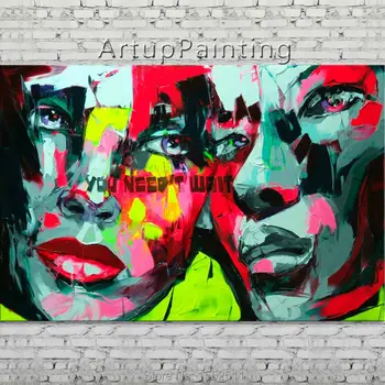 

Palette knife portrait Face Oil painting Character figure canva Hand painted Francoise Nielly wall Art picture 06-10-22
