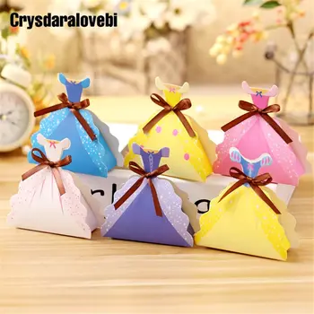 

12pcs/lot Princess Dress Paper Candy Box Wedding Gift Bag Snow White Christmas Candy Boxes Birthday Party