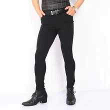 Мужской сексуальный облегающий обтягивающий Брюки прямые эластичные брюки леггинсы Удобные черные стильные новые