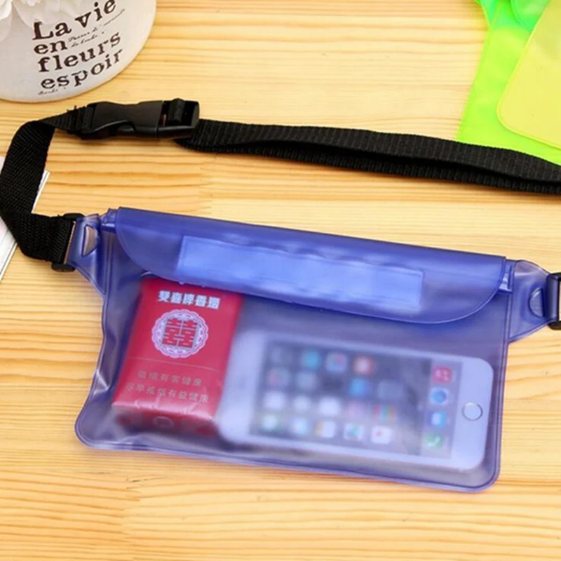 Водонепроницаемая ПВХ прозрачная поясная сумка, поясная сумка, летняя пляжная сумка для телефона, прозрачная поясная сумка, дорожная поясная сумка - Цвет: Синий