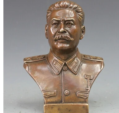 

Copper Brass CHINESE crafts decoration Asian Western BRASS Copper Politician Joseph Vissarionovich Stalin Bust Art Statue