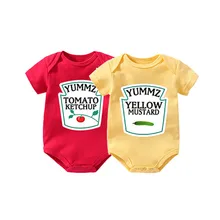 Culbutomind Yummz Tomato Ketchup Yellow Mustard Red and Yellow Bodysuit Baby Boy Twins Baby Clothes Twins