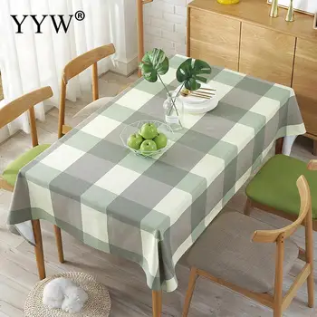 

Rectangular Wedding Dining Table Cover Plaid Decorative Linen Tablecloth Oilproof Tea Table Cloth Manteles Wipe Covers Carpet