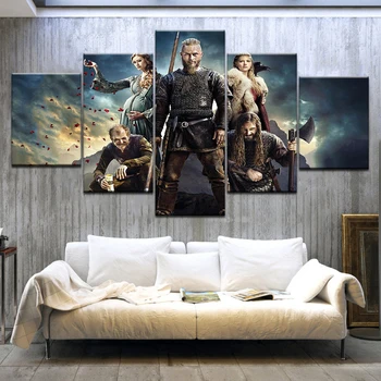 

5Panel/piece HD Printed Viking Chief TV Show canvas painting wall posters For home living room decoration