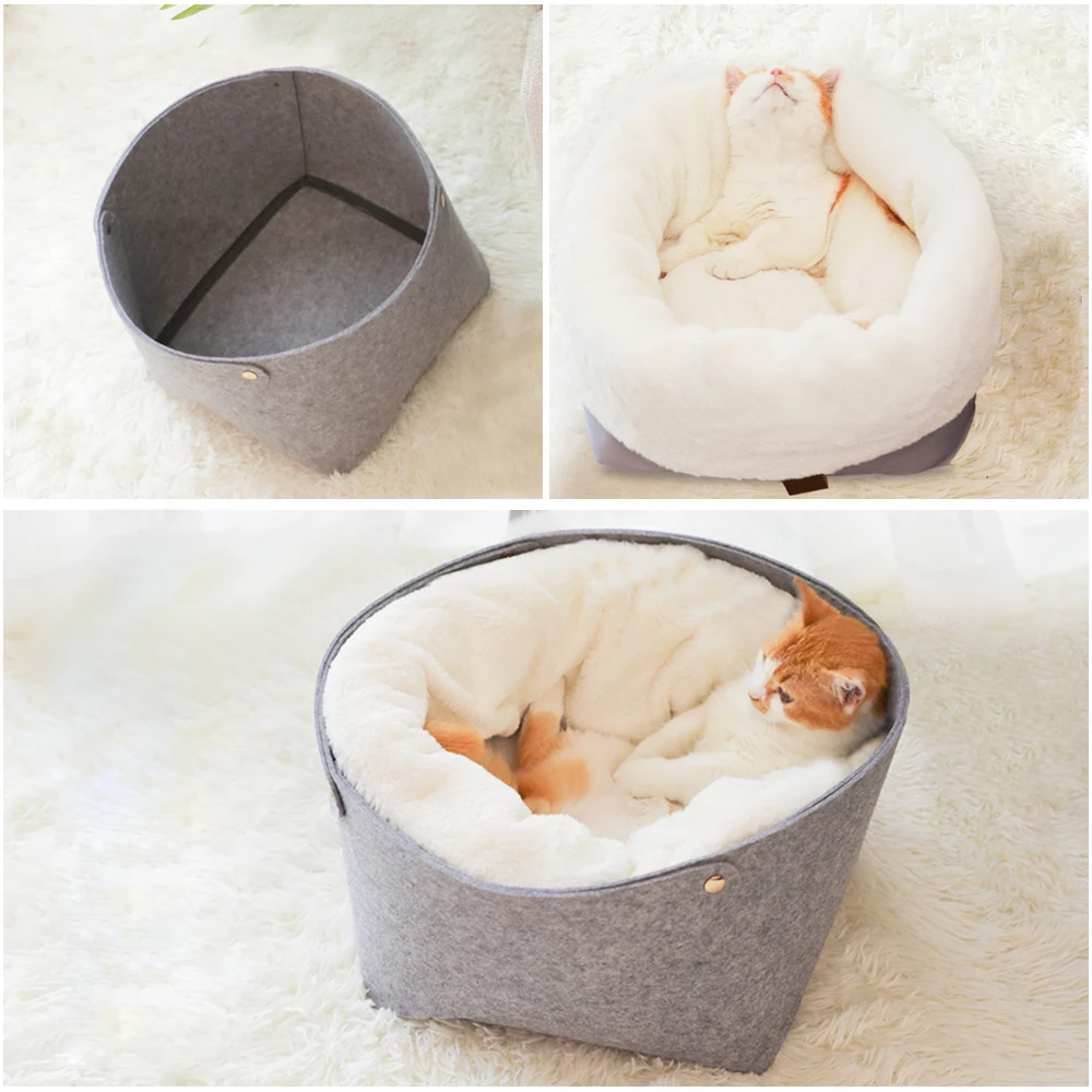Pet Cat Dog Bed Warming House Pet supplies cb5feb1b7314637725a2e7: As show|Gray|pink|silver