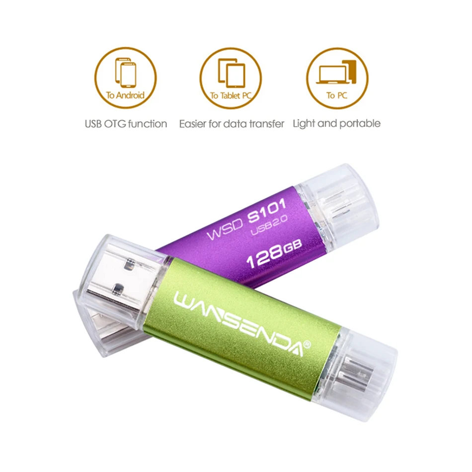Флеш накопитель Wansenda OTG 256 ГБ 128 Гб 64 USB флеш 32 флешка 16 8 2 0 Флешка для Android|USB