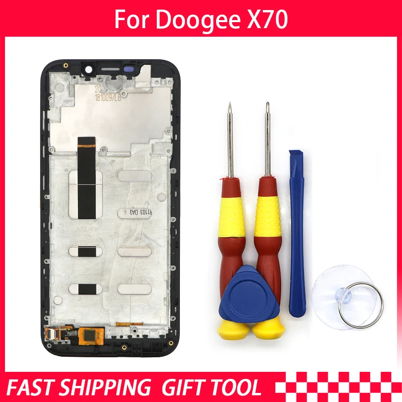 Сенсорный экран ЖК-дисплей для Doogee X70 дигитайзер в сборе с рамкой запасные части+ инструмент для ремонта